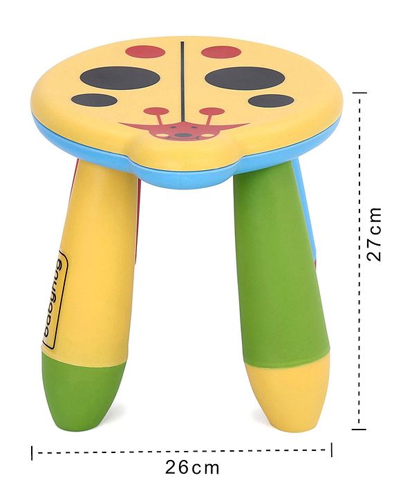 Babyhug Stool Ladybug Design - Yellow Multicolor| Easy to Assemble| Step Stool| Bathroom Stool| Indoor & Outdoor Use