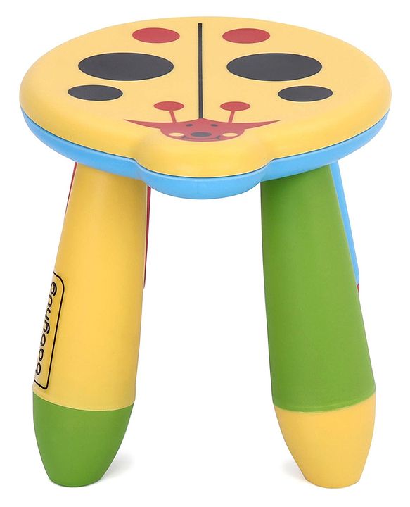 Babyhug Stool Ladybug Design - Yellow Multicolor| Easy to Assemble| Step Stool| Bathroom Stool| Indoor & Outdoor Use