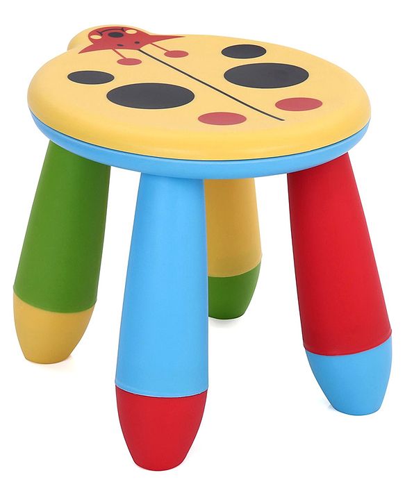 Babyhug Stool Ladybug Design - Yellow Multicolor| Easy to Assemble| Step Stool| Bathroom Stool| Indoor & Outdoor Use