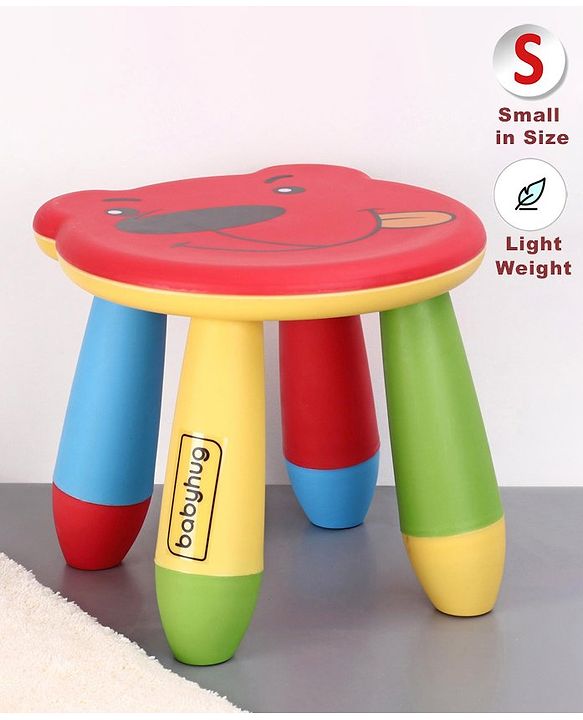 Babyhug Small Size Stool Bear Design - Red| Easy to Assemble| Step Stool| Bathroom Stool| Indoor & Outdoor Use