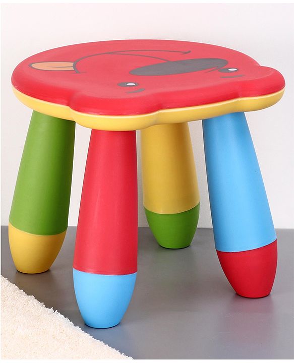 Babyhug Small Size Stool Bear Design - Red| Easy to Assemble| Step Stool| Bathroom Stool| Indoor & Outdoor Use