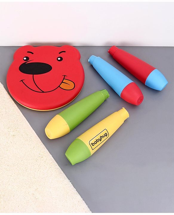 Babyhug Small Size Stool Bear Design - Red| Easy to Assemble| Step Stool| Bathroom Stool| Indoor & Outdoor Use