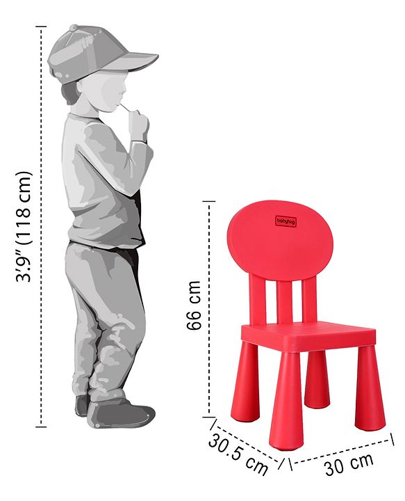 Babyhug Chair with Comfortable Back Rest - Red| Strong & Durable Chair| Indoor & Outdoor Use| Home & Classroom| Easy to Assemble