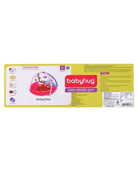 Babyhug Twist N Fold Move N Play Activity Gym Pony With Mosquito Net