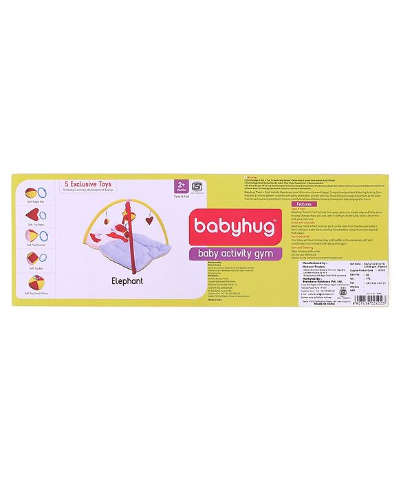 Babyhug Twist N Fold Move N Play Activity Gym Elephant - Multicolor