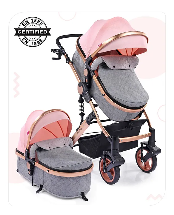 Babyhug Majestic Stroller Cum Carry Cot With Canopy Light Peach Online in India Buy at Best Price from FirstCry 3080062