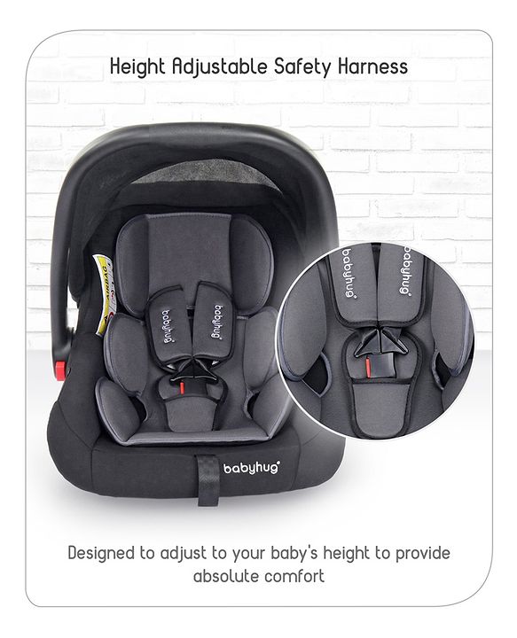 Babyhug Amber Car Seat Cum Carry Cot With Rocking Base with 1 Year Warranty - Black Grey