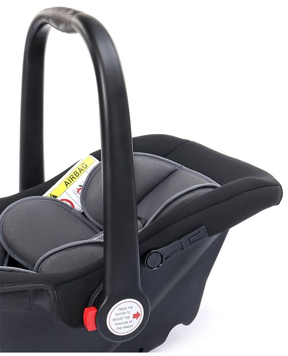 Babyhug Amber Car Seat Cum Carry Cot With Rocking Base with 1 Year Warranty - Black Grey