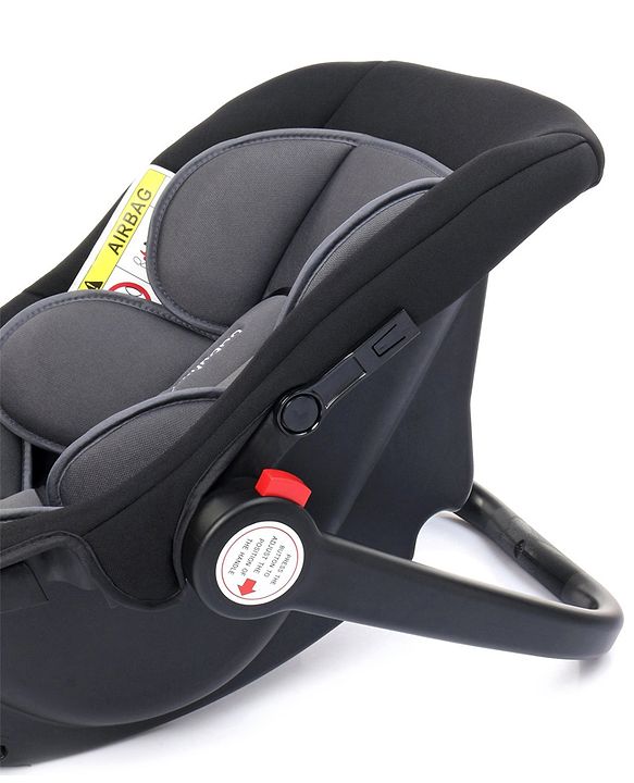 Babyhug Amber Car Seat Cum Carry Cot With Rocking Base with 1 Year Warranty - Black Grey