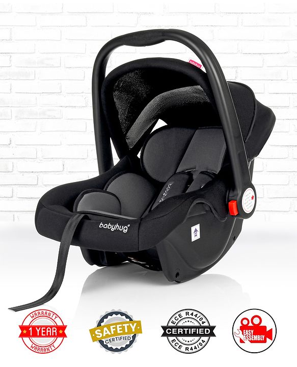 Babyhug Amber Car Seat Cum Carry Cot With Rocking Base with 1 Year Warranty - Black Grey