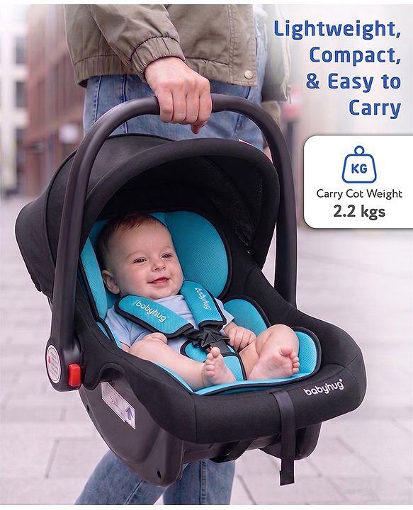 Babyhug Amber Car Seat Cum Carry Cot With Rocking Base with 1 Year Warranty - Black Blue