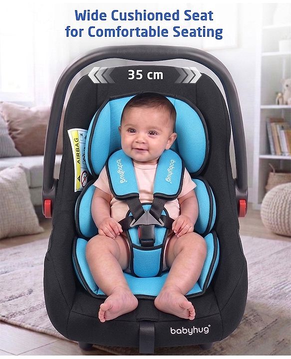 Babyhug Amber Car Seat Cum Carry Cot With Rocking Base with 1 Year Warranty - Black Blue