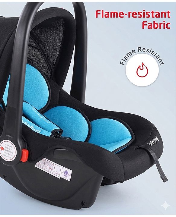 Babyhug Amber Car Seat Cum Carry Cot With Rocking Base with 1 Year Warranty - Black Blue