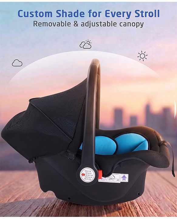 Babyhug Amber Car Seat Cum Carry Cot With Rocking Base with 1 Year Warranty - Black Blue