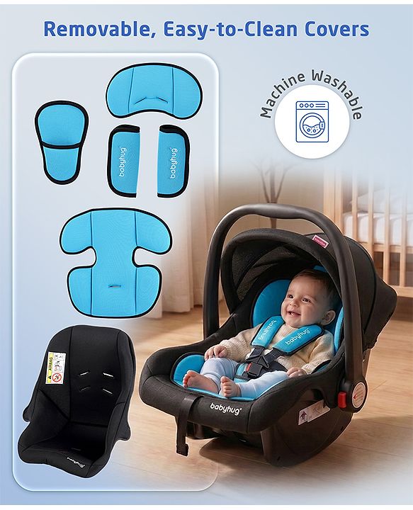 Babyhug Amber Car Seat Cum Carry Cot With Rocking Base with 1 Year Warranty - Black Blue