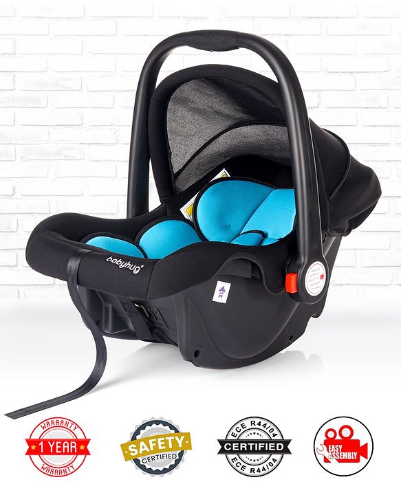Babyhug Amber Car Seat Cum Carry Cot With Rocking Base with 1 Year Warranty - Black Blue