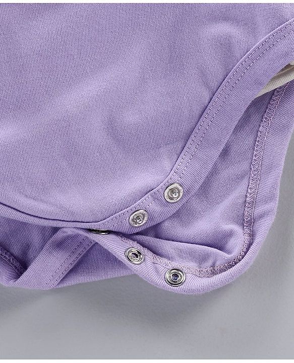 Babyhug 100% Cotton Sleeveless Frock Style Onesie Heart  Print - Purple