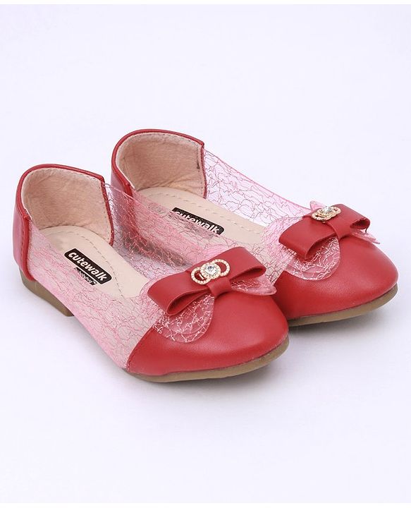 Cute Walk by Babyhug Bellies Bow Applique Embellished - Red
