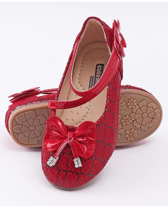 Cute Walk by Babyhug Bellies Bow & Floral Motif - Red