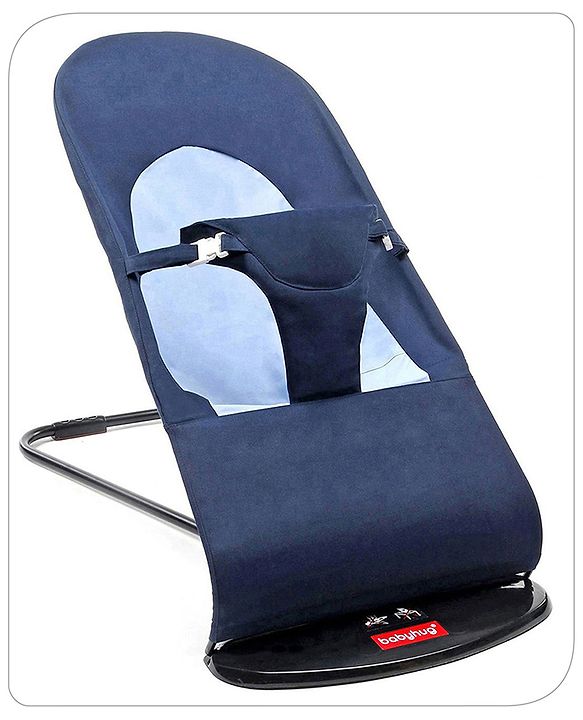 Babyhug Light weight Baby Bouncer with Safety Harness - Navy Blue
