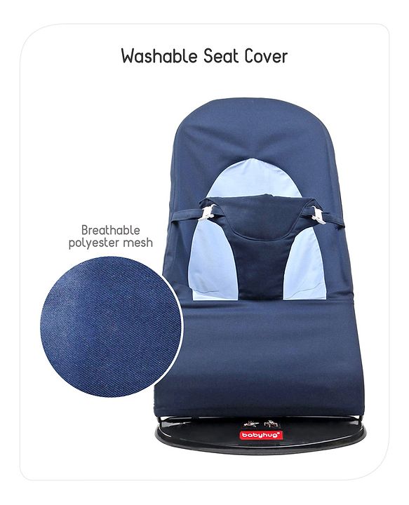 Babyhug Light weight Baby Bouncer with Safety Harness - Navy Blue