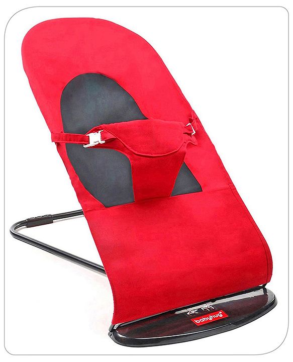 Babyhug Light Weight Baby Bouncer with Safety Harness - Red Black