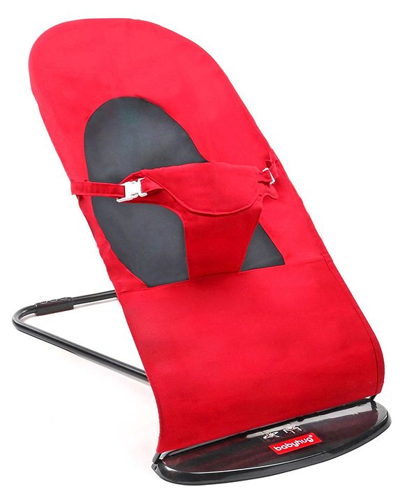 Babyhug Light Weight Baby Bouncer with Safety Harness - Red Black