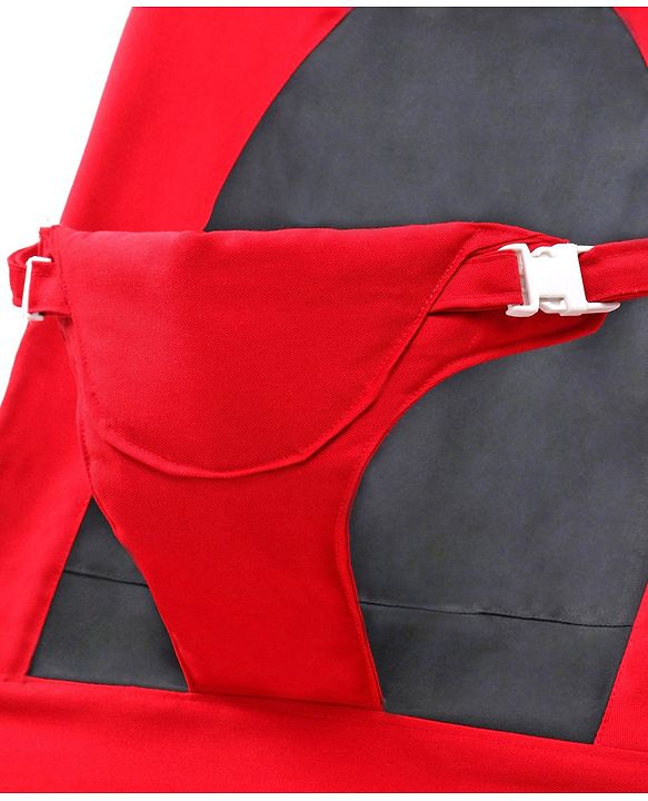 Babyhug Light Weight Baby Bouncer with Safety Harness - Red Black