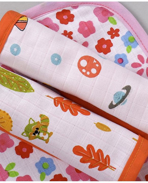 Babyhug 100% Cotton Muslin Wash Cloth Pack Of 3 - Mulitcolor
