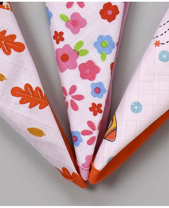 Babyhug 100% Cotton Muslin Wash Cloth Pack Of 3 - Mulitcolor