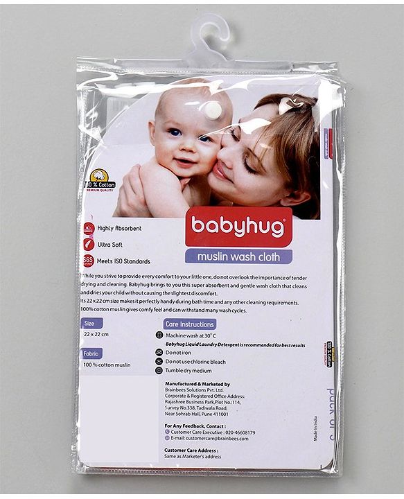 Babyhug 100% Cotton Muslin Wash Cloth Pack Of 3 - Mulitcolor