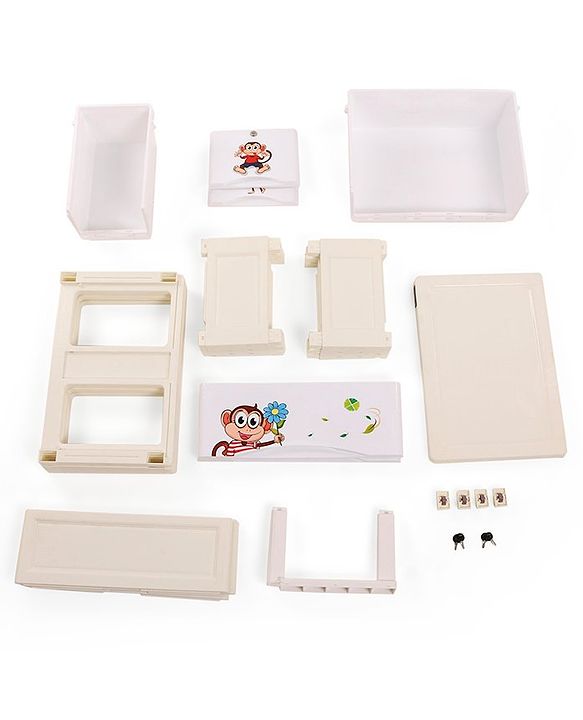 Babyhug  Compartment Chest of Drawers Monkey Print - White