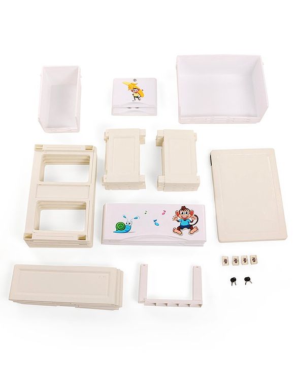 Babyhug 5 Compartment Chest of Drawers Monkey Print - White
