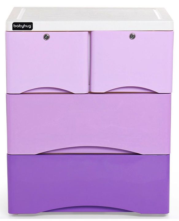 Babyhug 4 Compartment Storage Chest of Drawers - White Purple