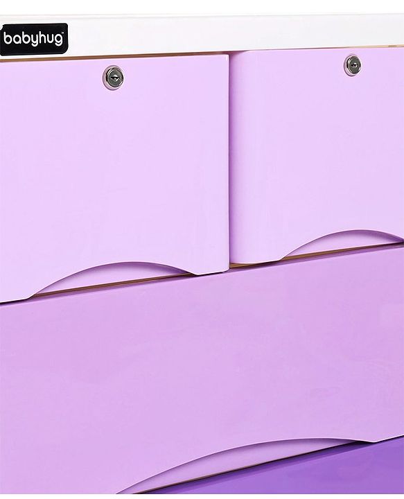 Babyhug 4 Compartment Storage Chest of Drawers - White Purple