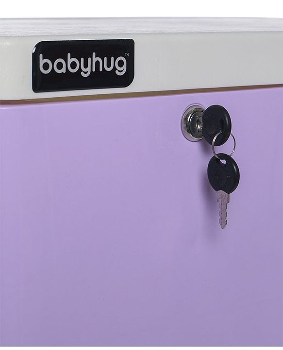 Babyhug 6 Compartment Chest of Drawers with Wheels - Purple White