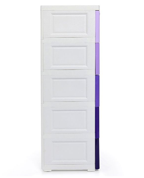 Babyhug 6 Compartment Chest of Drawers with Wheels - Purple White