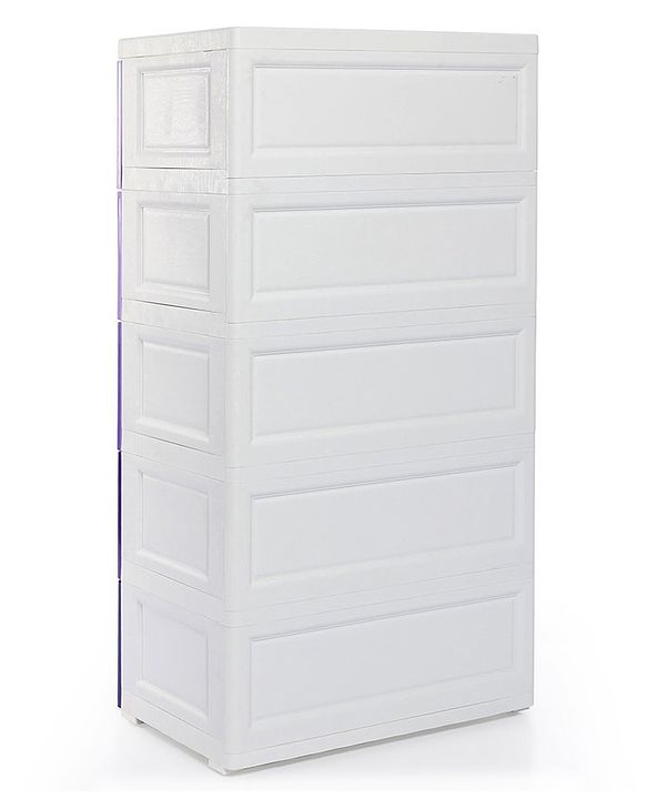 Babyhug 6 Compartment Chest of Drawers with Wheels - Purple White