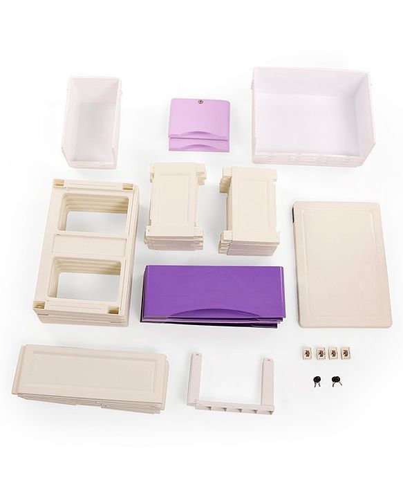 Babyhug 6 Compartment Chest of Drawers with Wheels - Purple White