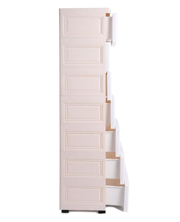 Babyhug 7 Layers High Density Plastic Storage Cabinet Baby Lion Print - White & Cream