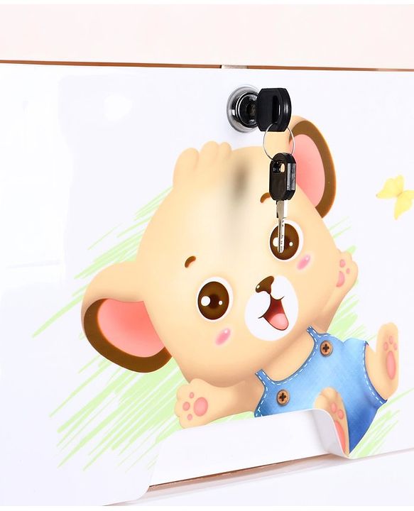 Babyhug 7 Layers High Density Plastic Storage Cabinet Baby Lion Print - White & Cream