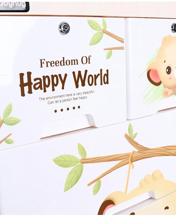 Babyhug 7 Layers High Density Plastic Storage Cabinet Baby Lion Print - White & Cream