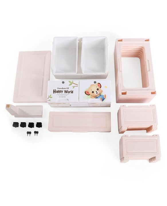 Babyhug 7 Layers High Density Plastic Storage Cabinet Baby Lion Print - White & Cream