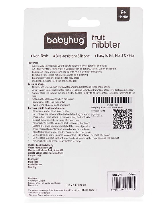Babyhug Fruit And Food Nibbler (Color May Vary)