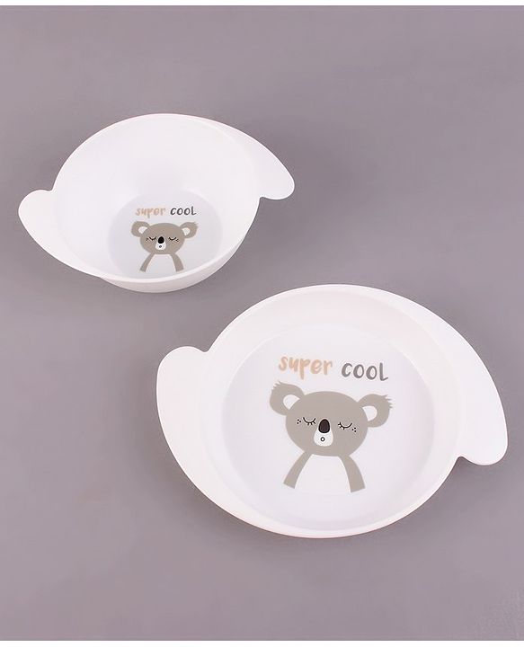 Babyhug 5 Piece Feeding set Bear Print- White