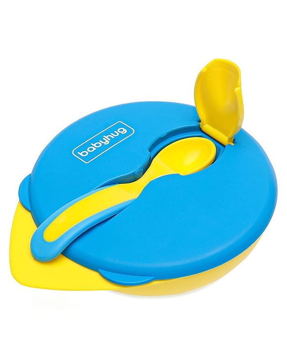 Babyhug Suction Bowl with Spoon - Yellow Blue