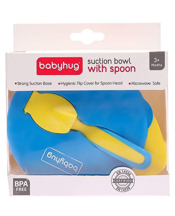 Babyhug Suction Bowl with Spoon - Yellow Blue