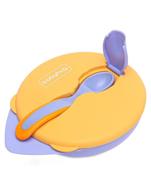 Babyhug Suction Bowl with Spoon - Purple Orange
