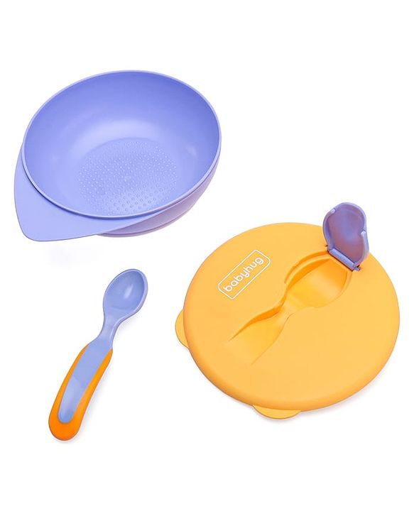Babyhug Suction Bowl with Spoon - Purple Orange