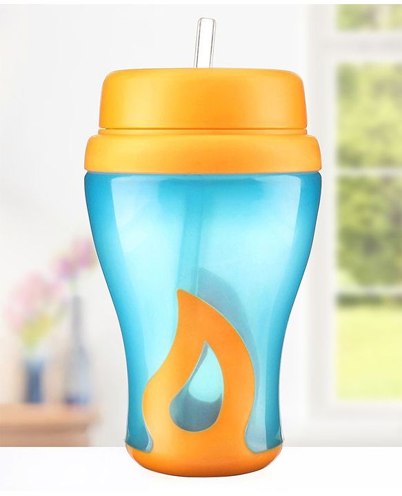 Babyhug Slide Straw Sipper - Orange Blue